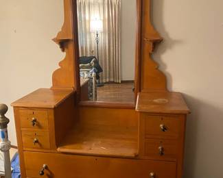 Pine Mirrored Dressing Table