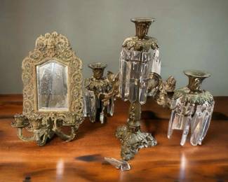 Metal Candelabra And Wall Sconse