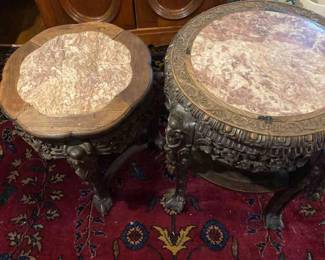 Chinese Carved Marble Top Tables