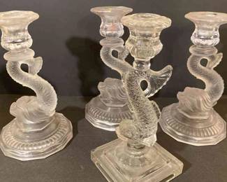 Glass Koi FishDragon Candle Holders