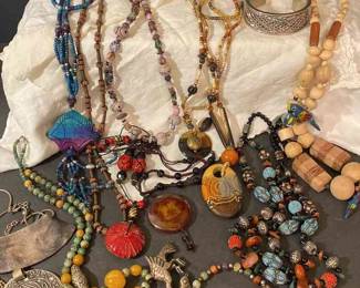 Wood And Stone Beaded Necklaces