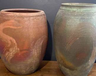 Pair Of Large Pottery Vases