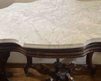 Antique Mahogany Table with Marble Top
