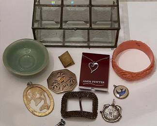 Glass Jewelry Box With Mixed Pieces