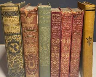 Antique Books of Poetry Robert Browning Percy Shelley Flowers More