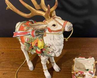 Large Fitz Floyd Reindeer  Small Sleigh