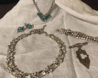 Rhinestone Necklaces Bracelet And Earrings