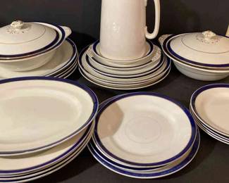 White Plates With Blue Trim