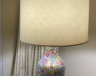 Large Chinese Millefleurs Cloisonn Lamp