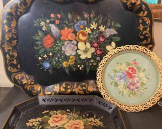 Antique Hand Painted Trays