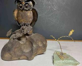 Vintage Metal Owl Decor