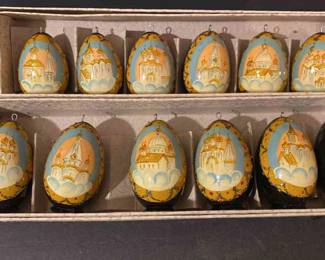 Russian Hand Painted Wood Ornaments