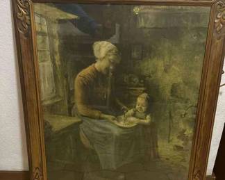 Carl Eugene Mulertt Mother And Daughter By The Fire Print