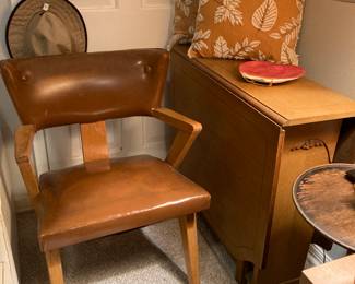 mid-century arm chair, drop-leaf table