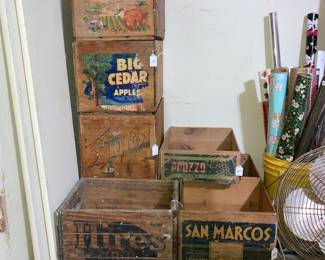Crates--Hires Root Beer and fruit crates
