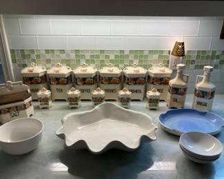 Czech canister and spices set, 14 containers in all (NOW you'll finally have a place to put your prunes!)