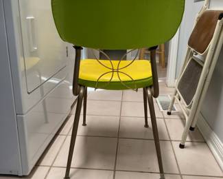 MCM bright yellow and lime green dinette chairs, set of 6