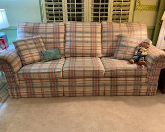 plaid sofa, vintage Popeye
