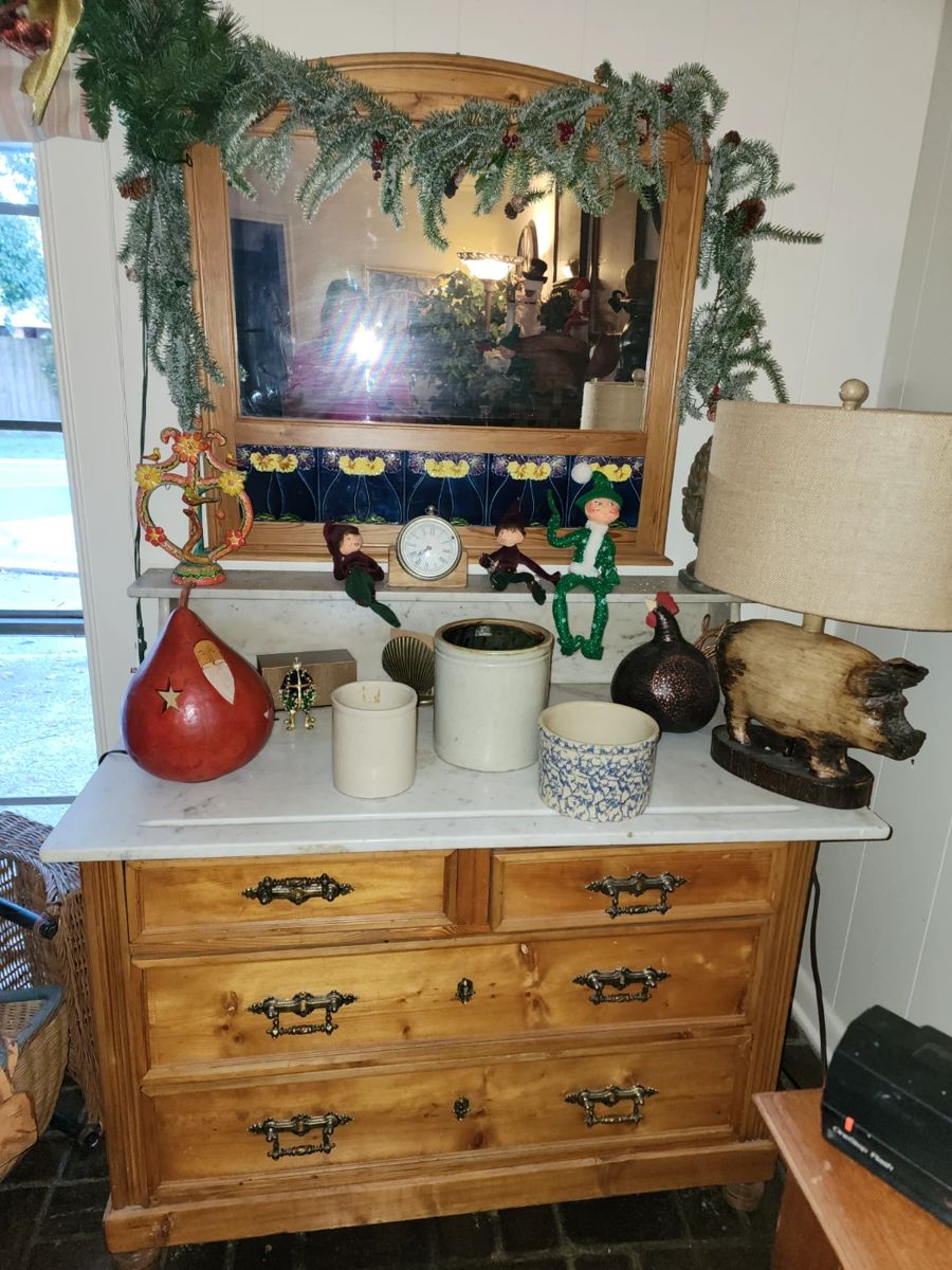 Antique Marble Top Washstand with Mirror