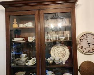 Wall Antique Mahogany Display Cabinet