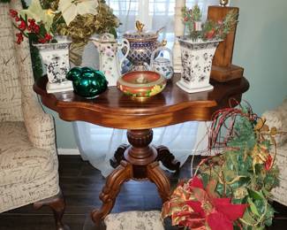 Flamed Mahogany Side Table - Home Decor