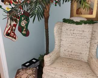 Artificial Palm Tree - Antique stool