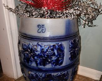 Antique Flow Blue Crock