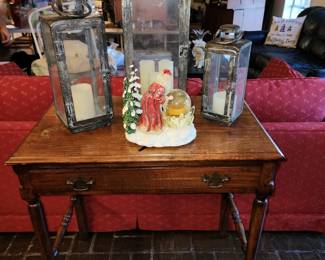 Small Antique Writing Desk with 1 Drawer - Large Candle Holders