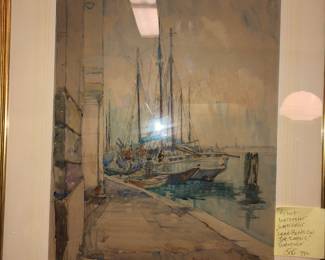 Albert Worcester, watercolor “Wood Boats on the Zattere” 