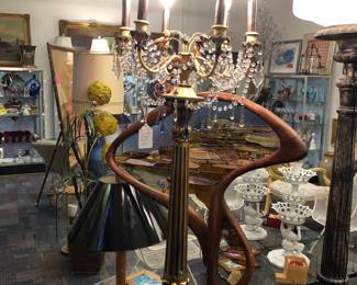 Floor candelabra lamp with plaster body ca. 1940. Recently rewired