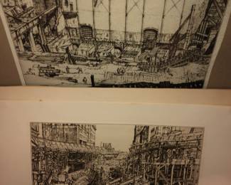 The building of Ontario St., Cleveland, 2 etchings by Louis C. Rosenberg 