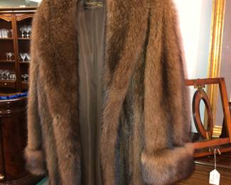 Size large fur coat possibly sable from Valentino furs, Dallas 