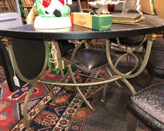 Steel and leather covered campaign, desk and chair