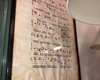 Antique Vellum Antiphonary music sheet 