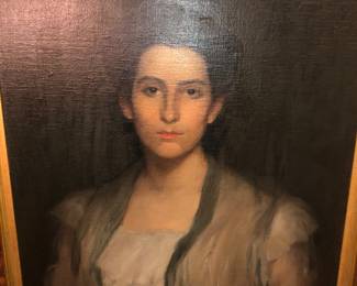 Antique oil painting portrait of a Lady