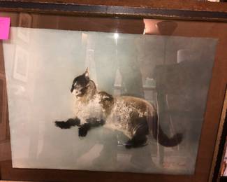 Kaiko Moti, artist’s proof lithograph of a Persian cat. Kaiko Moti (1921-1989) was born in India and also worked in Paris.