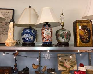 A selection of Asian porcelain lamps 