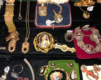 An eclectic assortment of vintage costume and estate jewelry. 