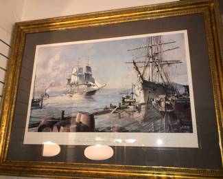 John Stobart large signed ships in harbor lithograph “San Francisco” 