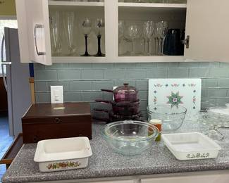 Wine glasses, goblets, etc