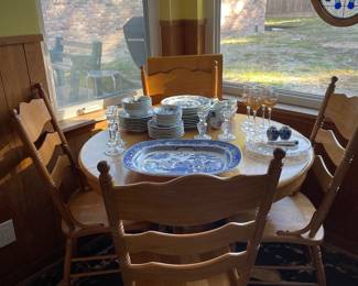 solid wood breakfast set with 4 chairs