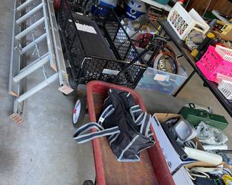 Radio-Flyer red wagon, Coleman camp stove