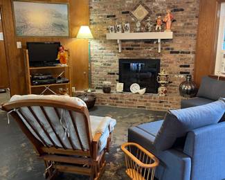 glider rocker, TV and various electronic equipment