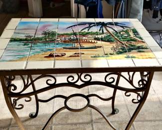 Tiled Table, Beach Scene