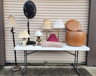 Brass Lamps. Vintage Hurricane Lamp  Hassock  Fan