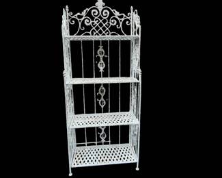 Off White Ivory Bakers Rack With Foldable Shelves