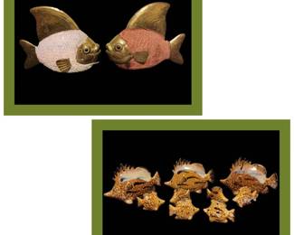 Vintage Brass Fish Ceramic Fish