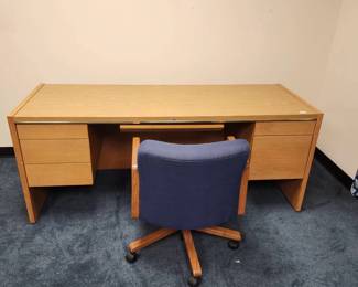 Executive Desk And Rolling Chair With Filing Cabinet