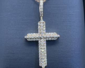Diamond Cross Pendant in Gold