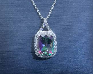 Mystic Topaz and Diamond Necklace in Gold